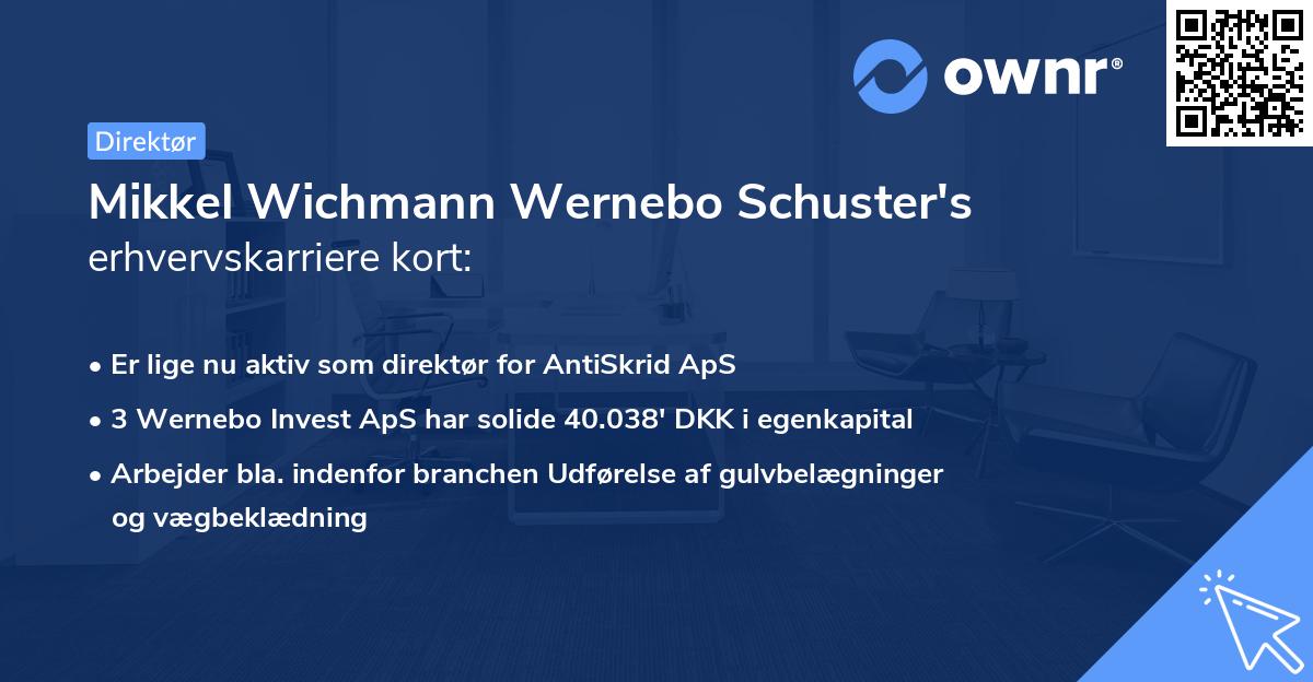 Mikkel Wichmann Wernebo Schuster's erhvervskarriere kort