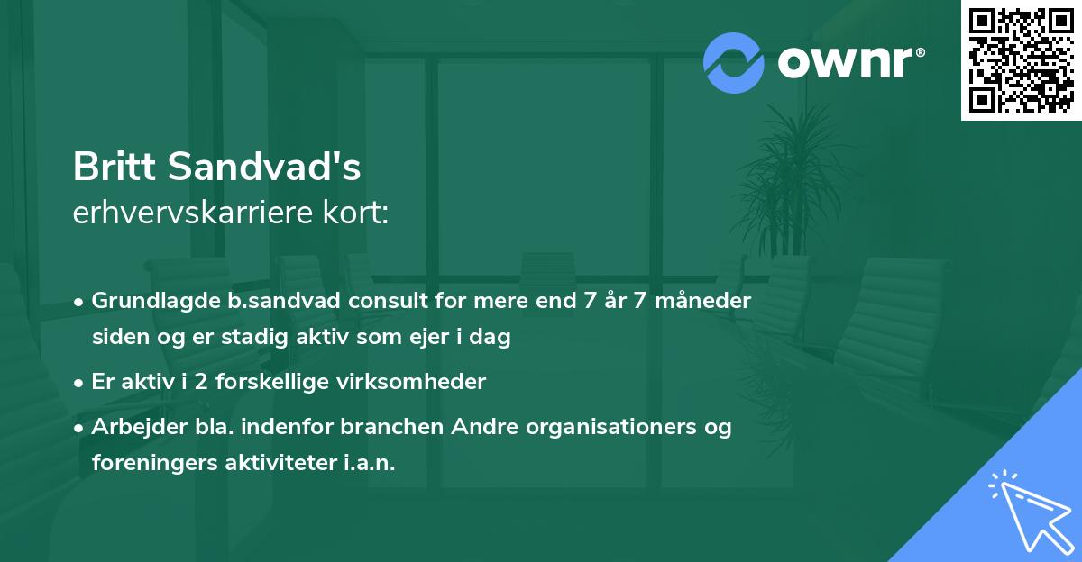 Britt Sandvad's erhvervskarriere kort
