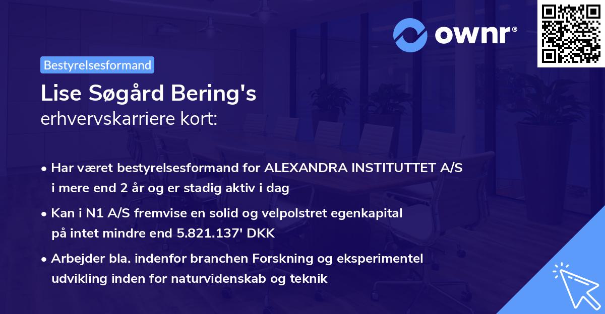 Lise Søgård Bering's erhvervskarriere kort