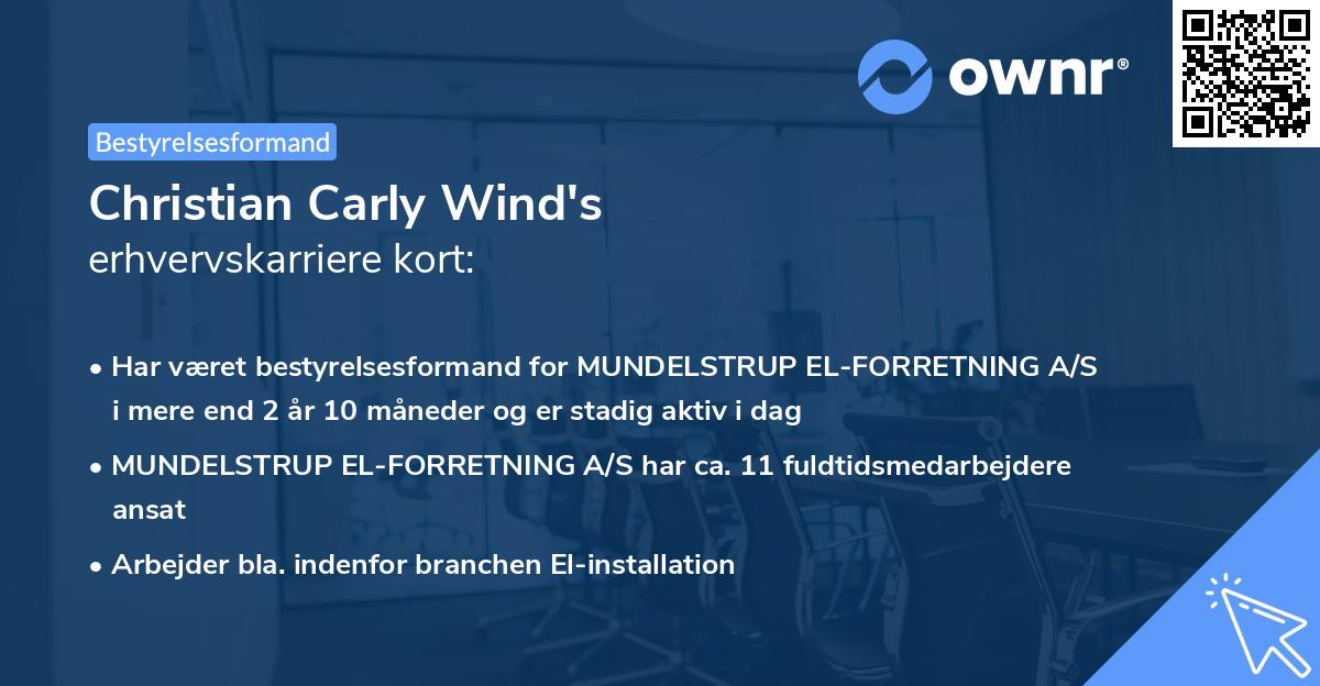 Christian Carly Wind's erhvervskarriere kort