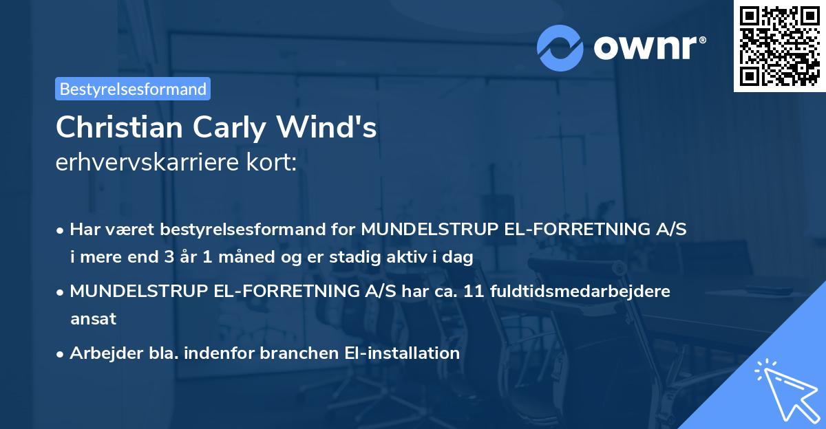 Christian Carly Wind's erhvervskarriere kort