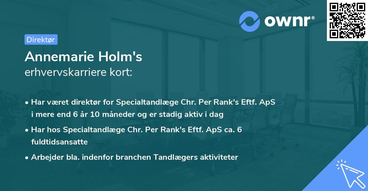 Annemarie Holm's erhvervskarriere kort