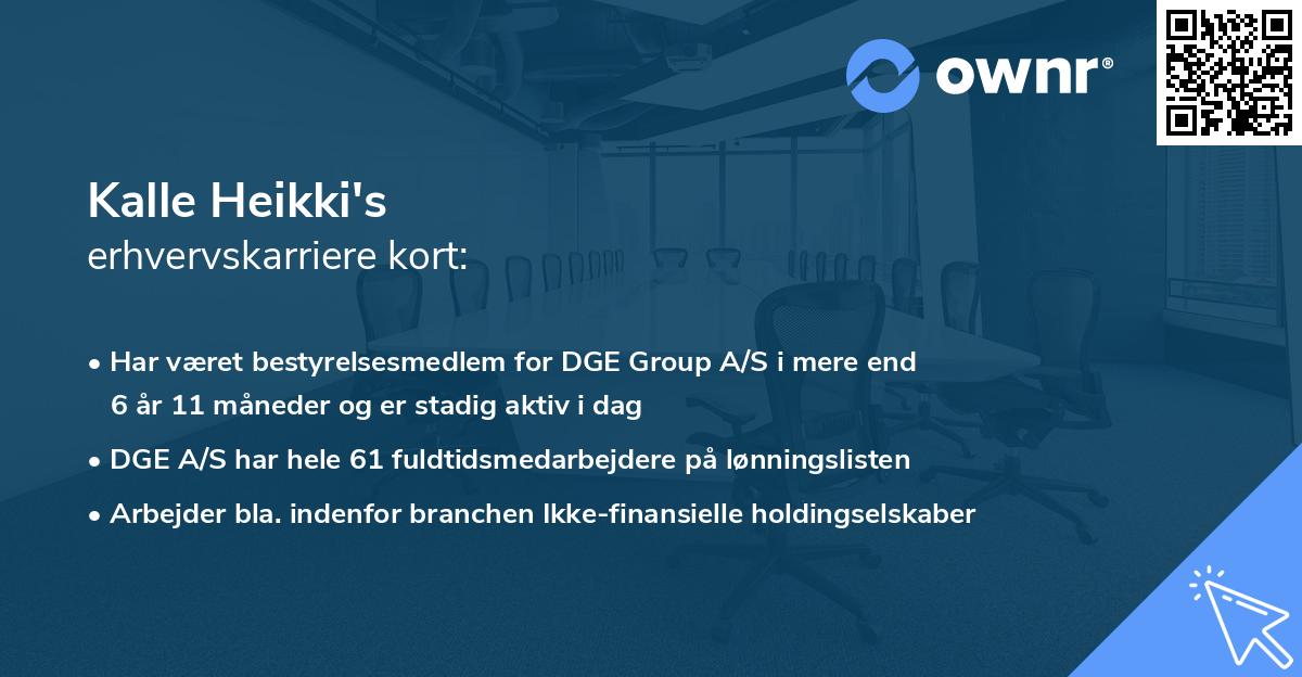 Kalle Heikki's erhvervskarriere kort