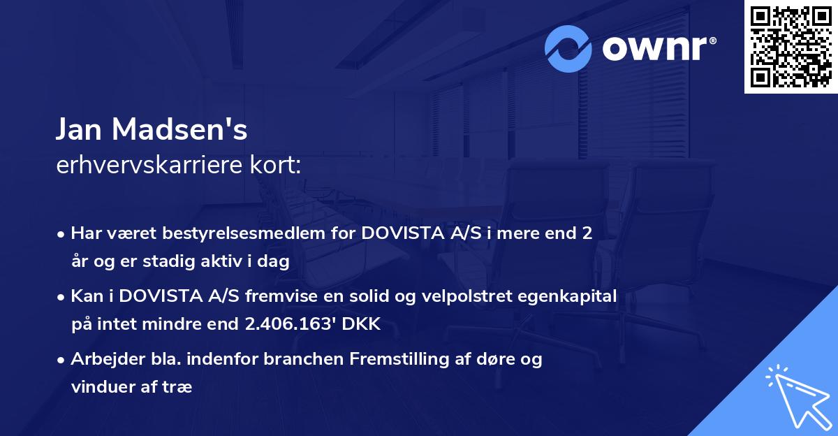 Jan Madsen's erhvervskarriere kort