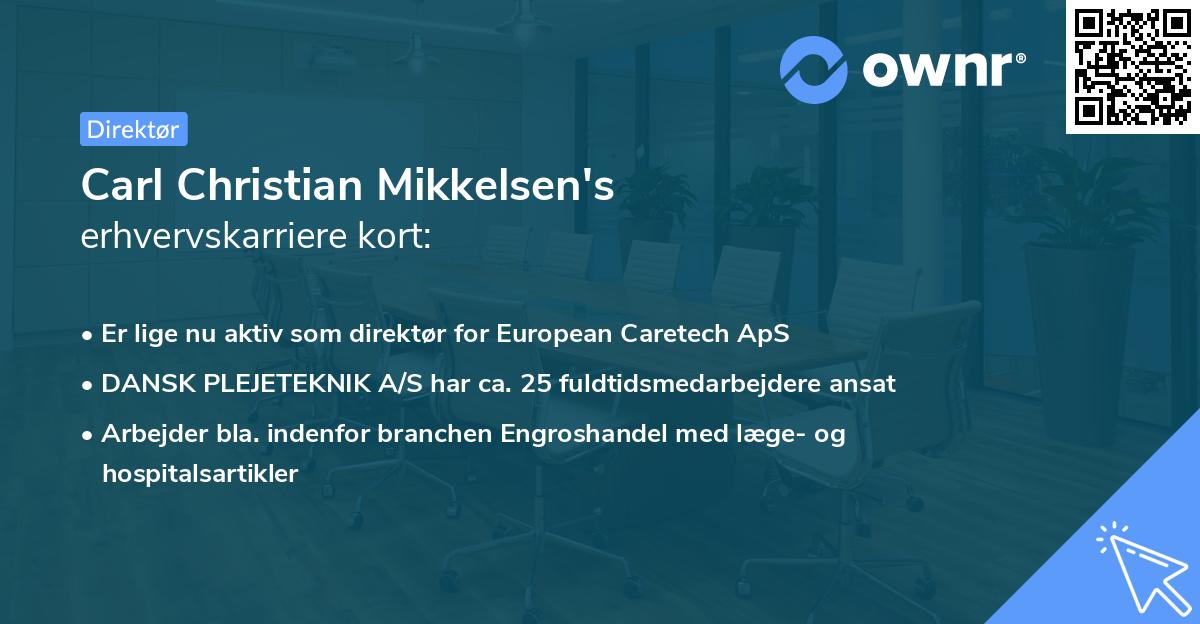 Carl Christian Mikkelsen's erhvervskarriere kort