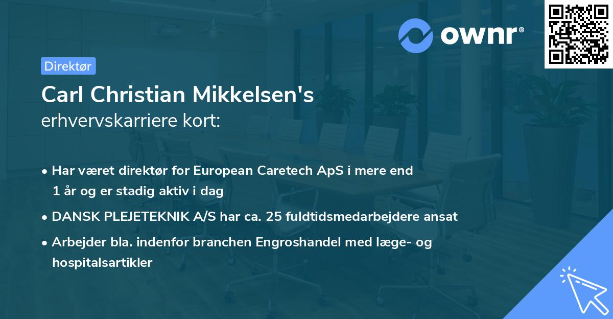 Carl Christian Mikkelsen's erhvervskarriere kort