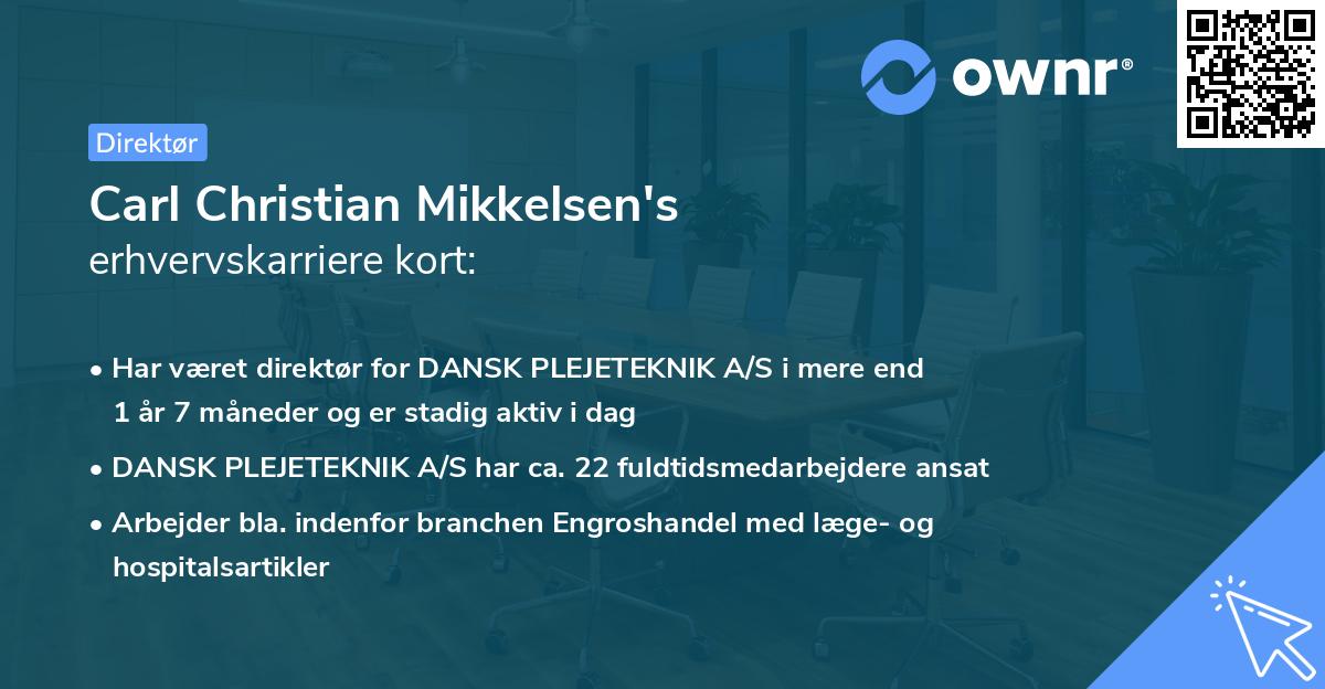 Carl Christian Mikkelsen's erhvervskarriere kort