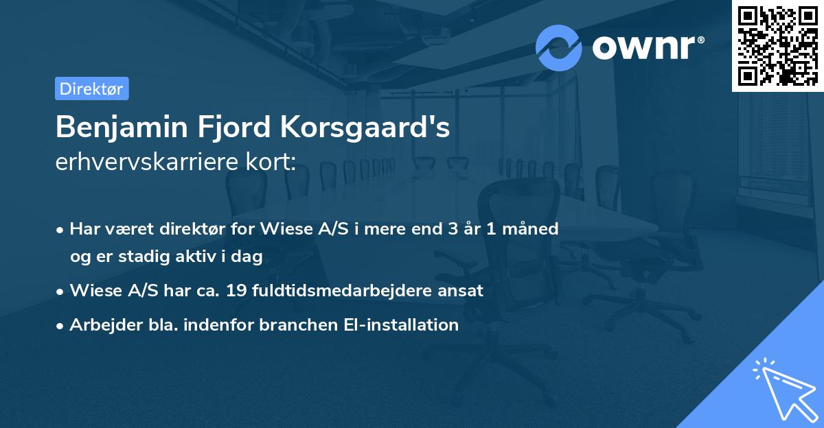 Benjamin Fjord Korsgaard's erhvervskarriere kort