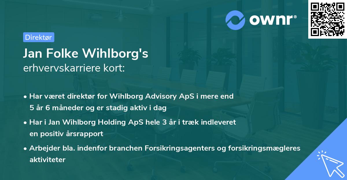 Jan Folke Wihlborg's erhvervskarriere kort
