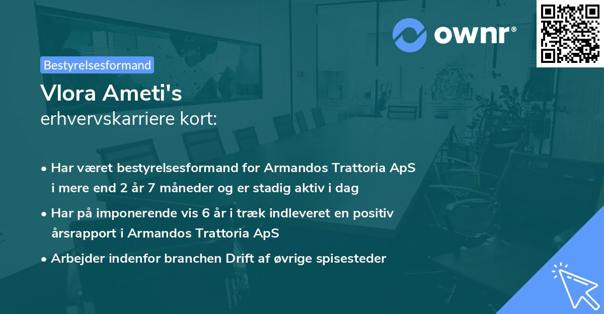 Vlora Ameti's erhvervskarriere kort