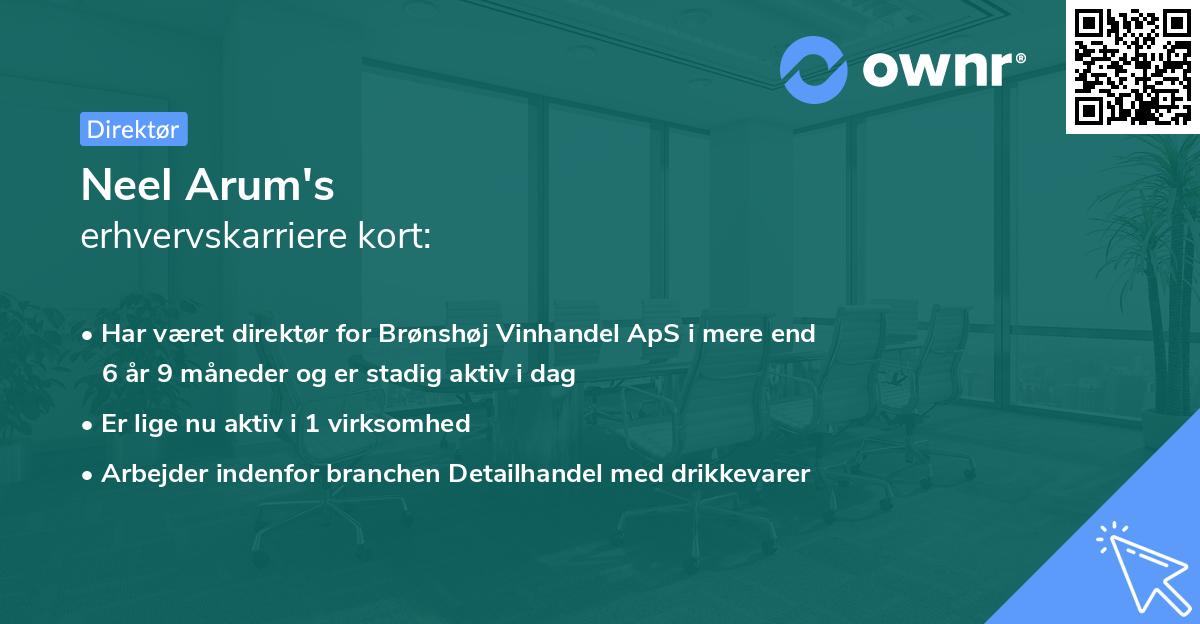 Neel Arum's erhvervskarriere kort