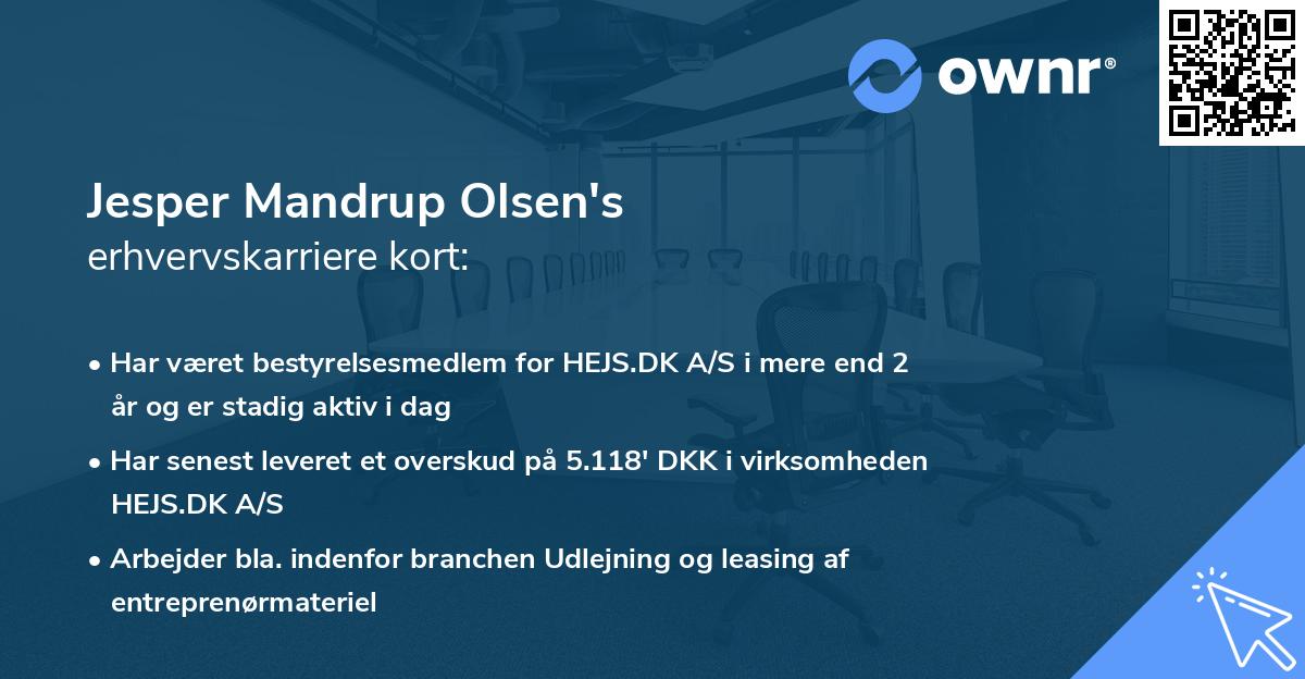Jesper Mandrup Olsen's erhvervskarriere kort