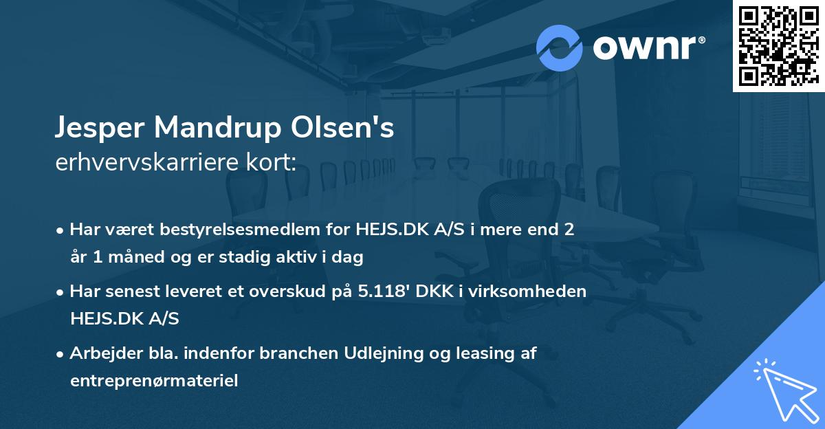 Jesper Mandrup Olsen's erhvervskarriere kort