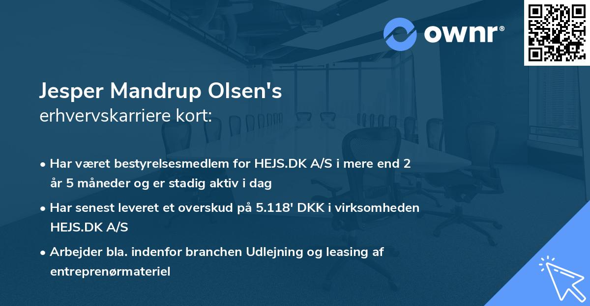 Jesper Mandrup Olsen's erhvervskarriere kort