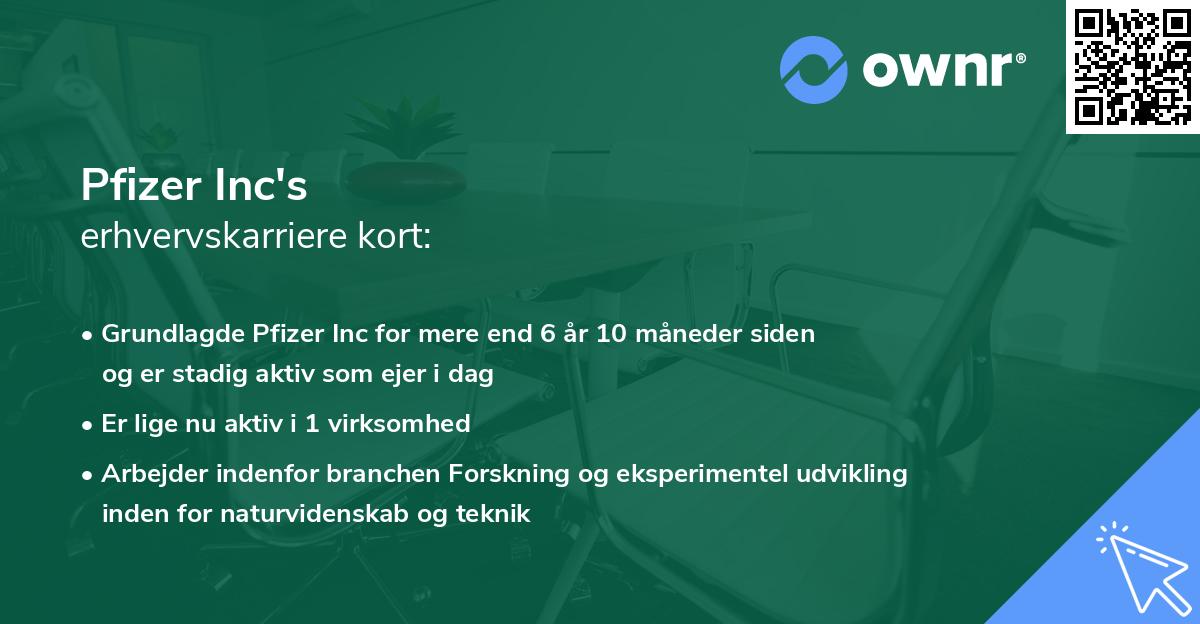 Pfizer Inc's erhvervskarriere kort