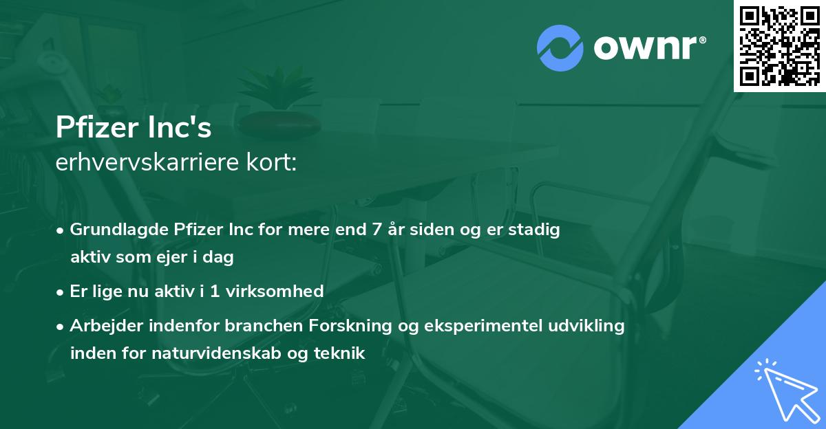 Pfizer Inc's erhvervskarriere kort
