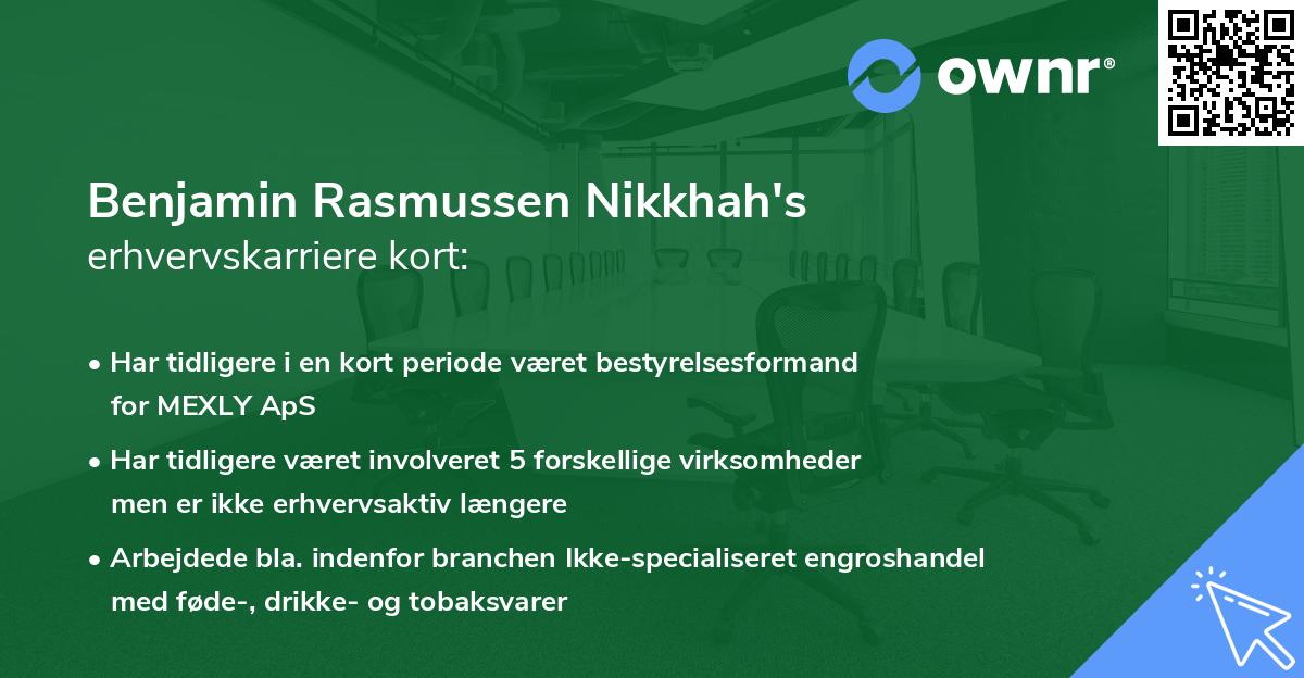 Benjamin Rasmussen Nikkhah's erhvervskarriere kort