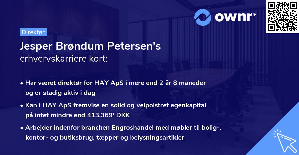 Jesper Brøndum Petersen's erhvervskarriere kort