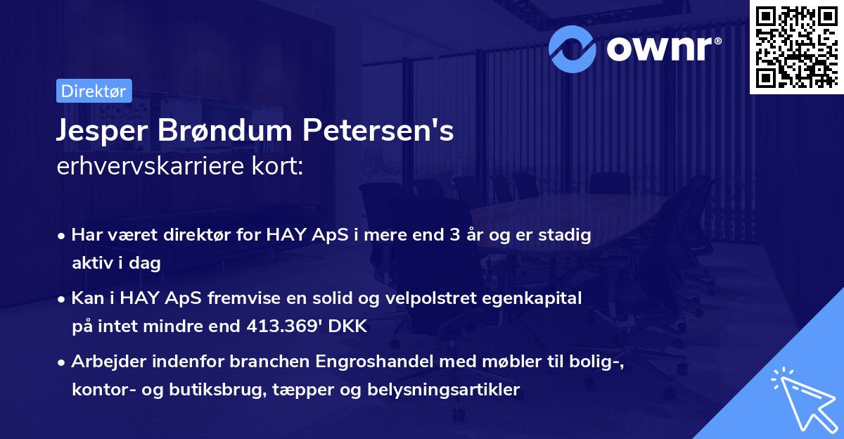 Jesper Brøndum Petersen's erhvervskarriere kort