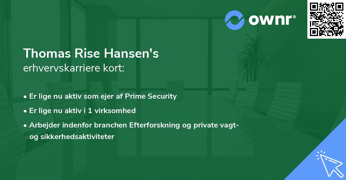 Thomas Rise Hansen's erhvervskarriere kort