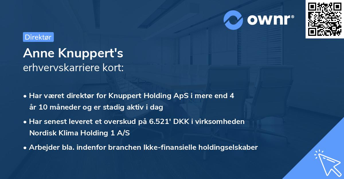 Anne Knuppert's erhvervskarriere kort