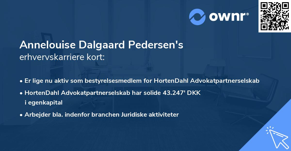 Annelouise Dalgaard Pedersen's erhvervskarriere kort