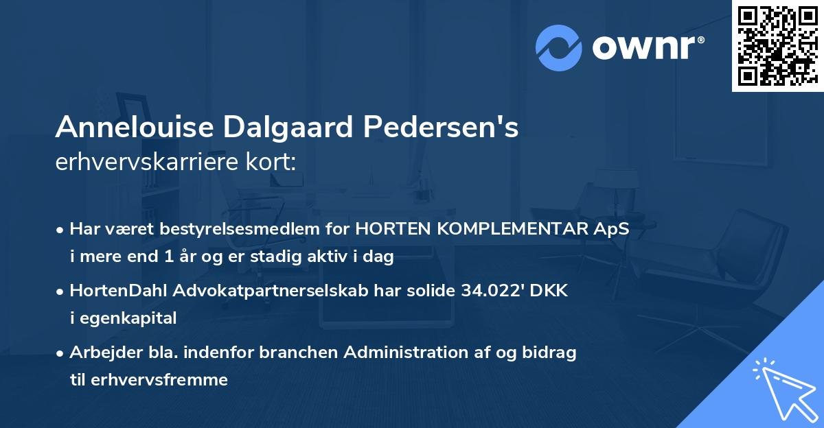 Annelouise Dalgaard Pedersen's erhvervskarriere kort