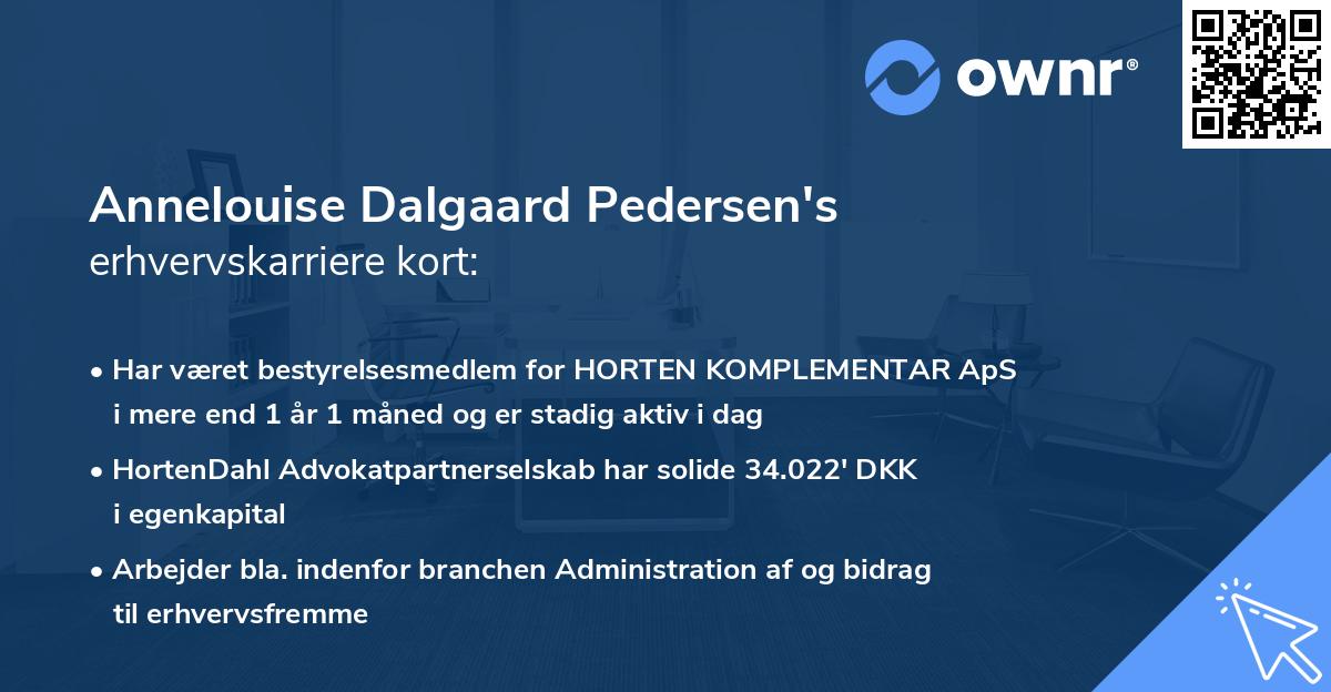 Annelouise Dalgaard Pedersen's erhvervskarriere kort