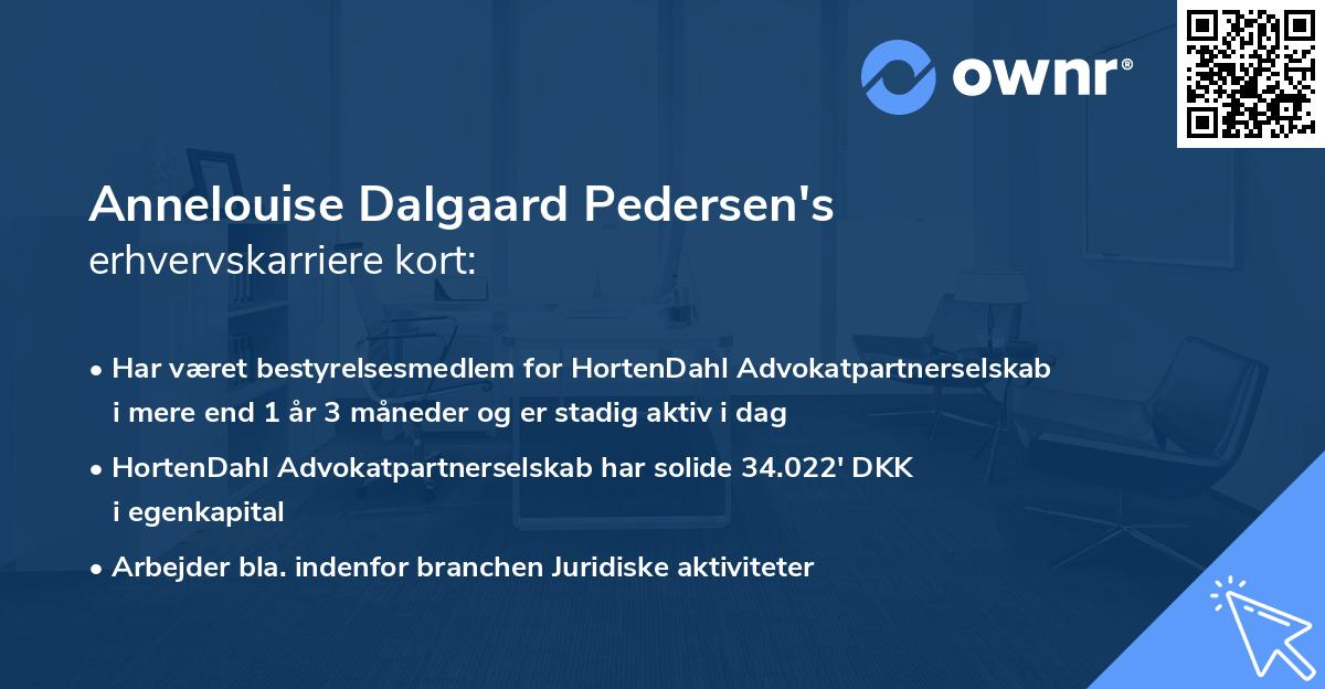 Annelouise Dalgaard Pedersen's erhvervskarriere kort