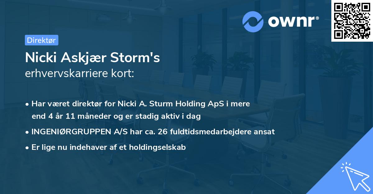 Nicki Askjær Storm's erhvervskarriere kort