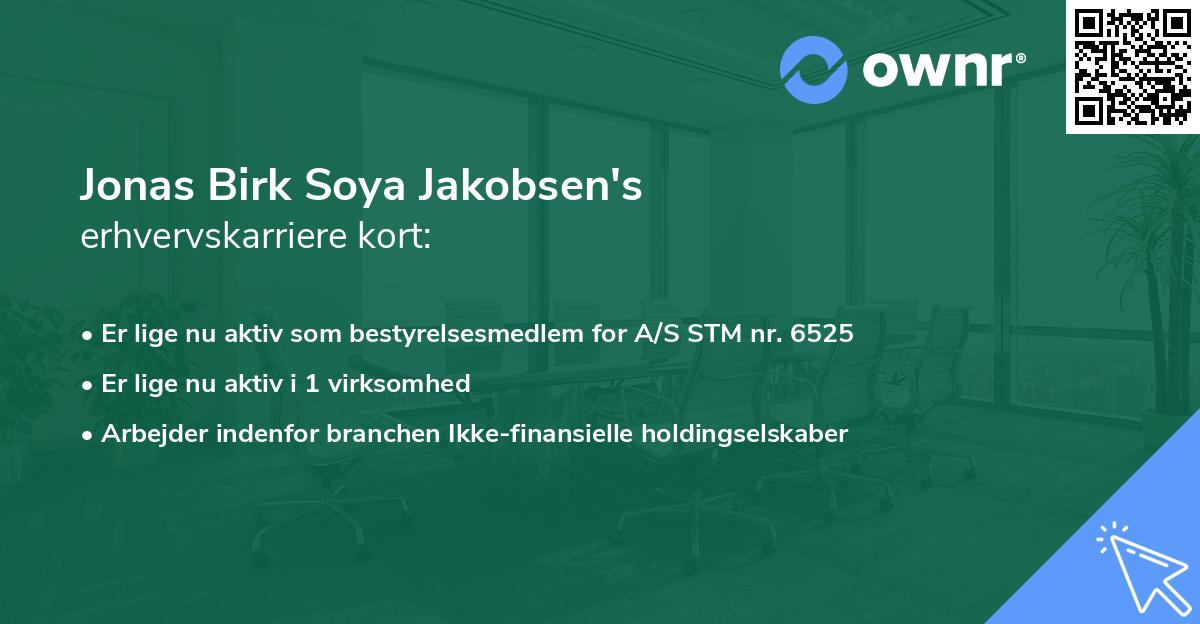 Jonas Birk Soya Jakobsen's erhvervskarriere kort