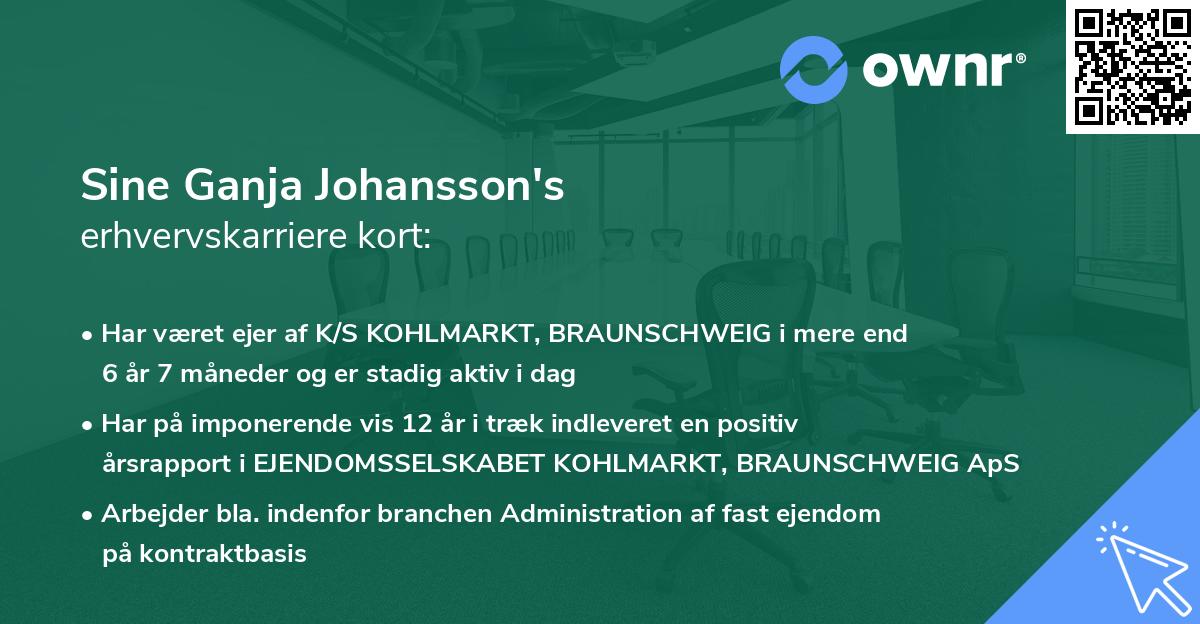 Sine Ganja Johansson's erhvervskarriere kort
