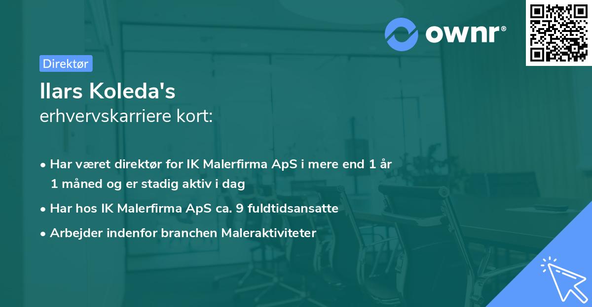 Ilars Koleda's erhvervskarriere kort