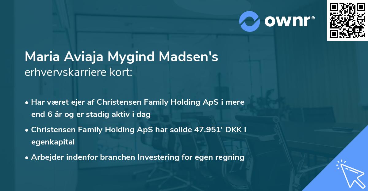 Maria Aviaja Mygind Madsen's erhvervskarriere kort