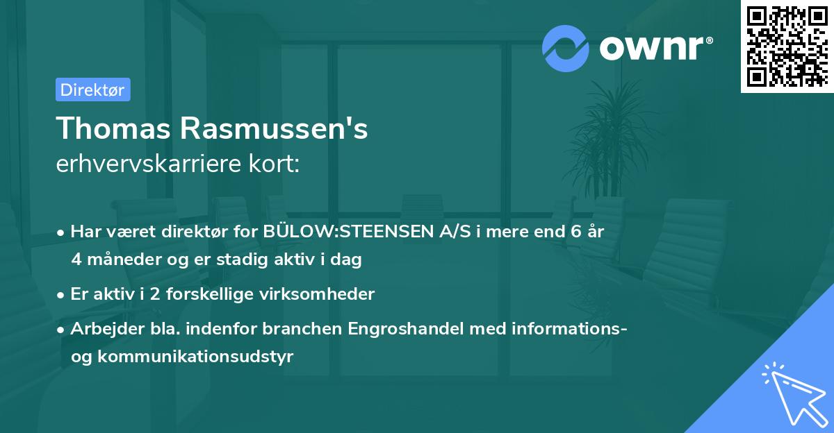 Thomas Rasmussen's erhvervskarriere kort