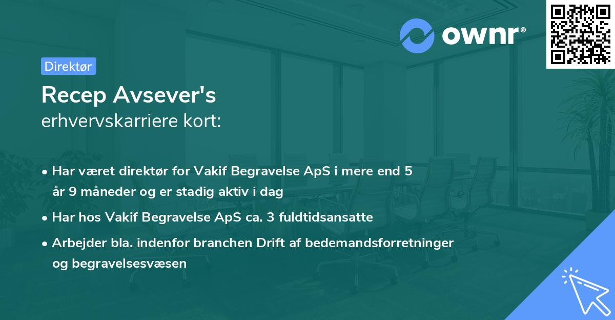 Recep Avsever's erhvervskarriere kort