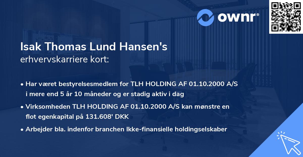 Isak Thomas Lund Hansen's erhvervskarriere kort