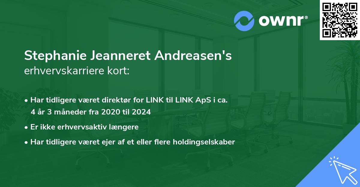 Stephanie Jeanneret Andreasen's erhvervskarriere kort