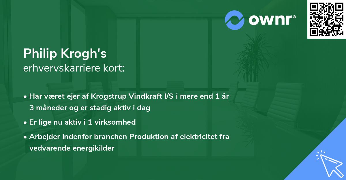 Philip Krogh's erhvervskarriere kort
