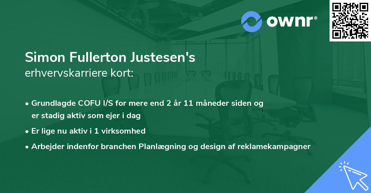 Simon Fullerton Justesen's erhvervskarriere kort