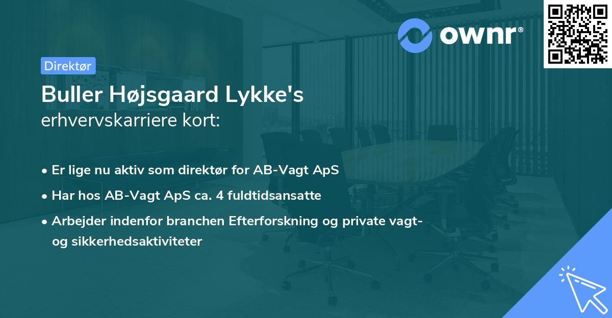 Buller Højsgaard Lykke's erhvervskarriere kort