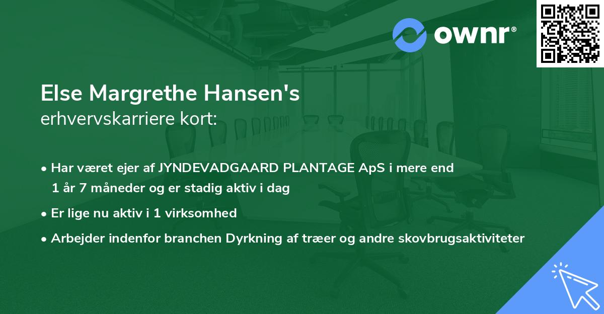 Else Margrethe Hansen's erhvervskarriere kort