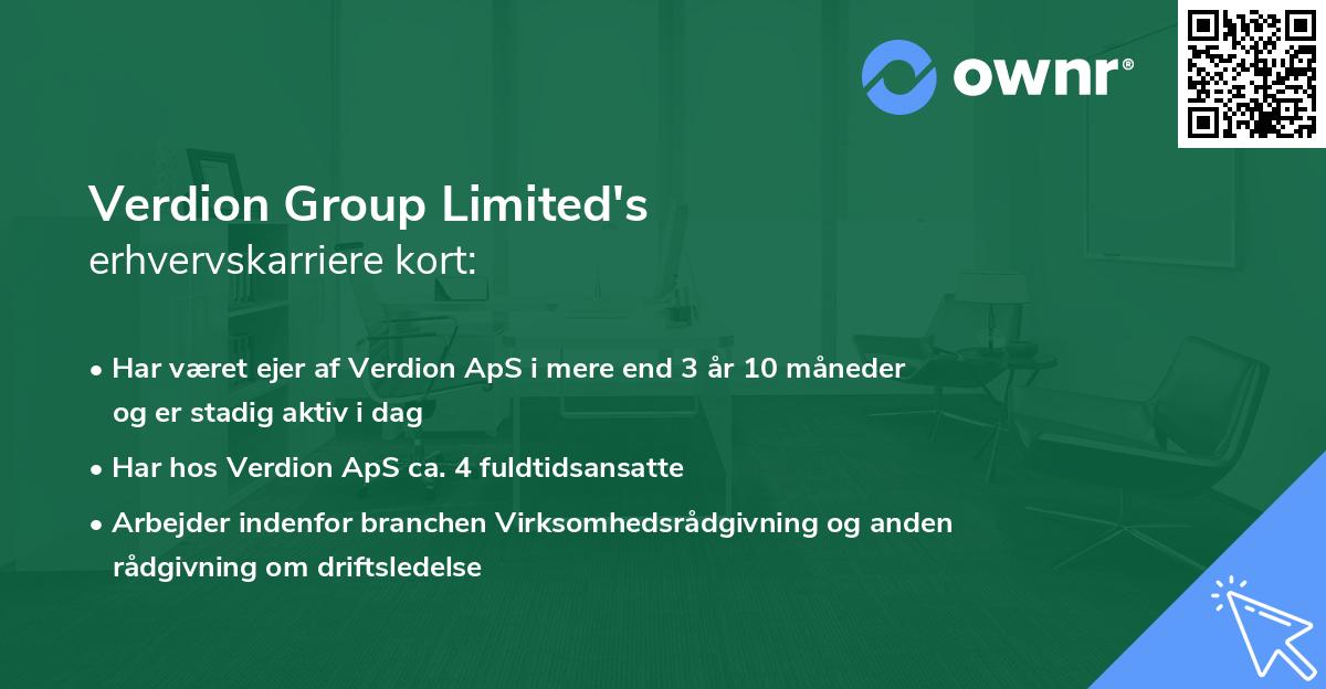 Verdion Group Limited's erhvervskarriere kort