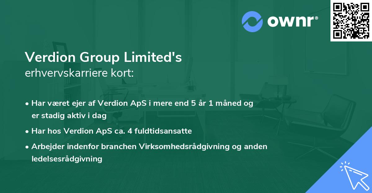 Verdion Group Limited's erhvervskarriere kort