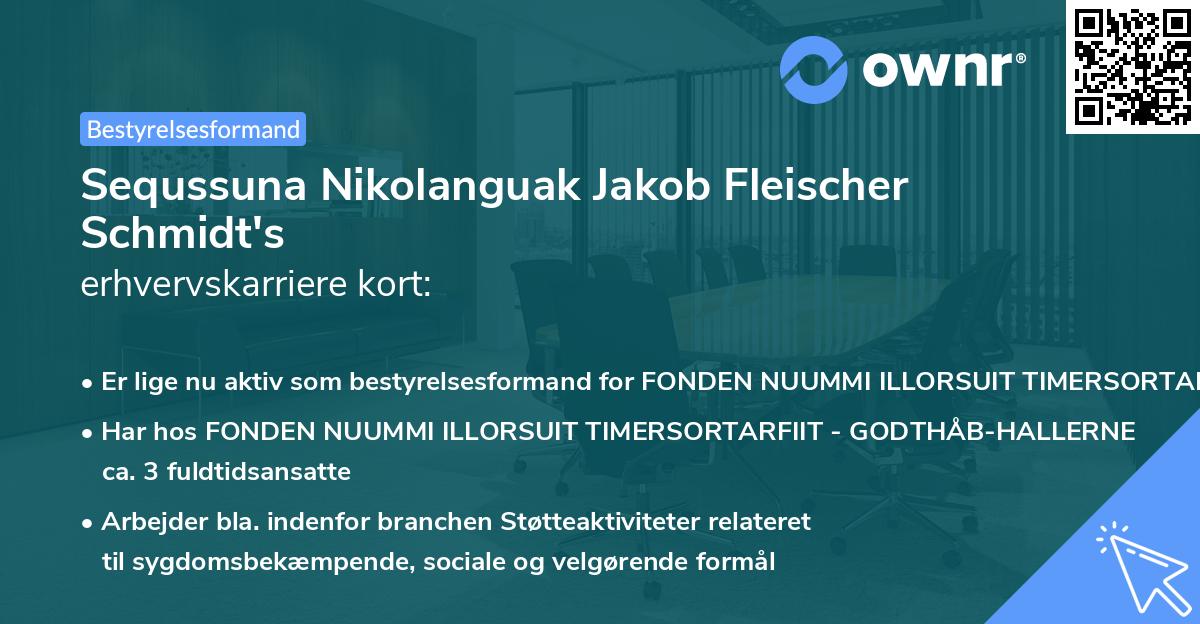 Sequssuna Nikolanguak Jakob Fleischer Schmidt's erhvervskarriere kort