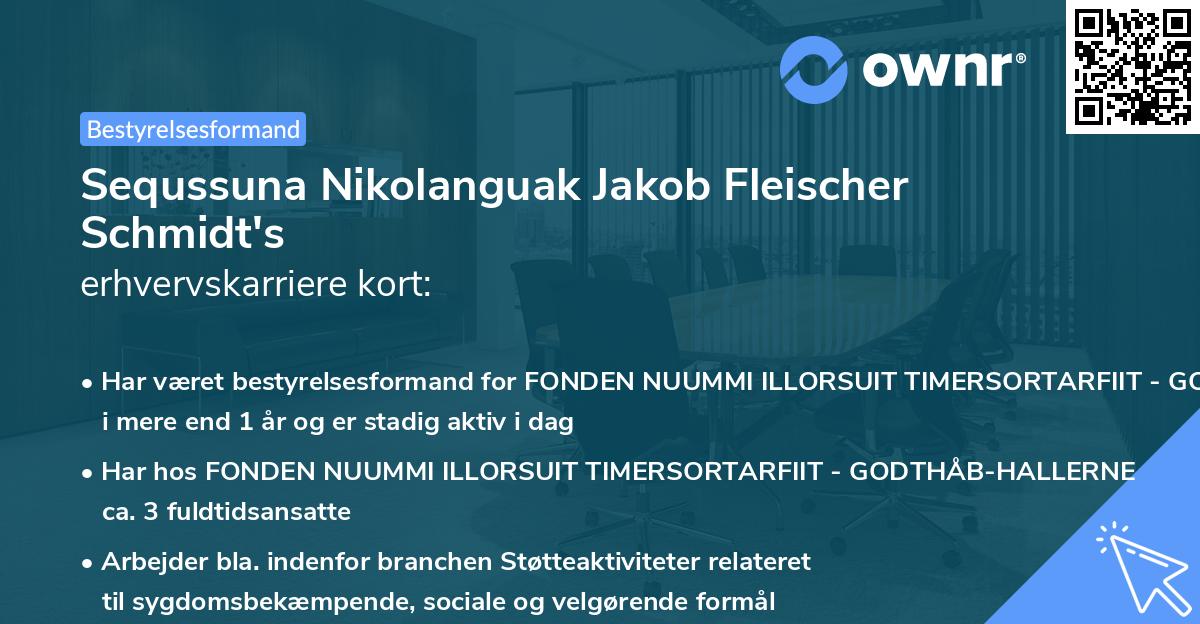 Sequssuna Nikolanguak Jakob Fleischer Schmidt's erhvervskarriere kort