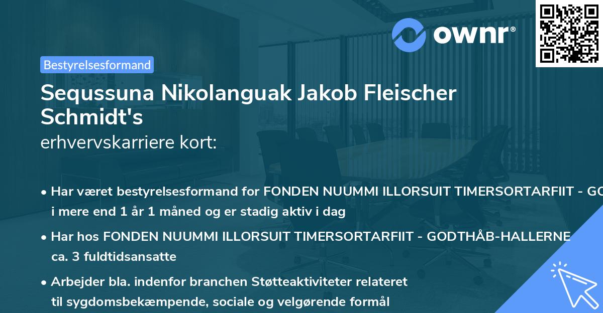 Sequssuna Nikolanguak Jakob Fleischer Schmidt's erhvervskarriere kort