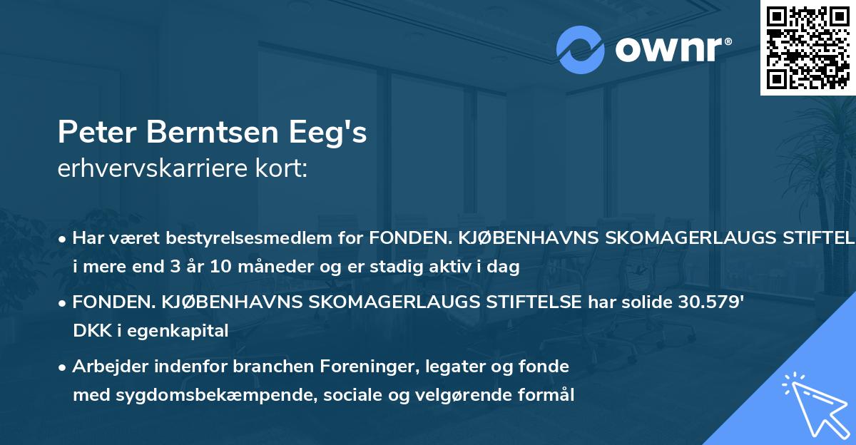 Peter Berntsen Eeg's erhvervskarriere kort