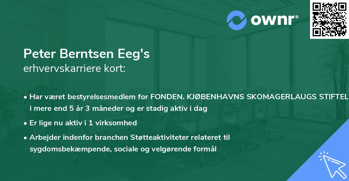 Peter Berntsen Eeg's erhvervskarriere kort