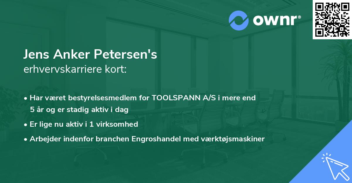 Jens Anker Petersen's erhvervskarriere kort